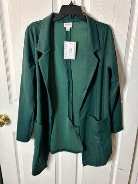 NWT “Gwen” Green Open Front Blazer Cardigan